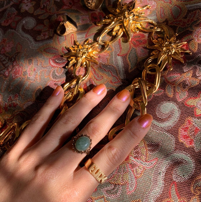 "FUCK YEAH" Double-Sided Gold Vermeil Ring | Sustainable & Ethical Jewelry | Handmade