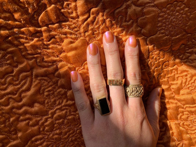 "FUCK YEAH" Double-Sided Gold Vermeil Ring | Sustainable & Ethical Jewelry | Handmade