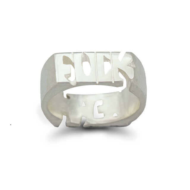 "FUCK YEAH" Double-Sided Silver Ring | Sustainable & Ethical Jewelry | Handmade