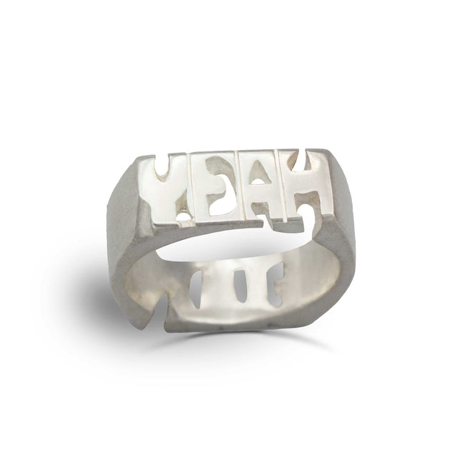 "FUCK YEAH" Double-Sided Silver Ring | Sustainable & Ethical Jewelry | Handmade