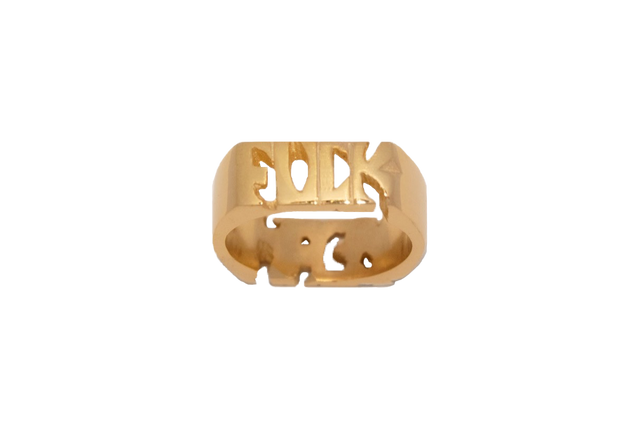 "FUCK YEAH" Double-Sided Gold Vermeil Ring | Sustainable & Ethical Jewelry | Handmade