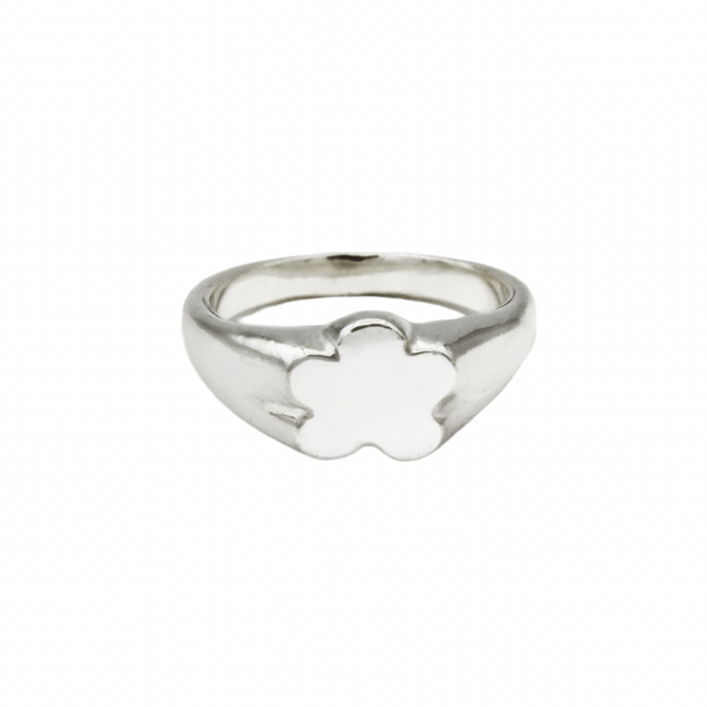 Puffy Flower Signet Custom Ring | Sterling Silver | Sustainable & Ethical Jewelry | Handmade