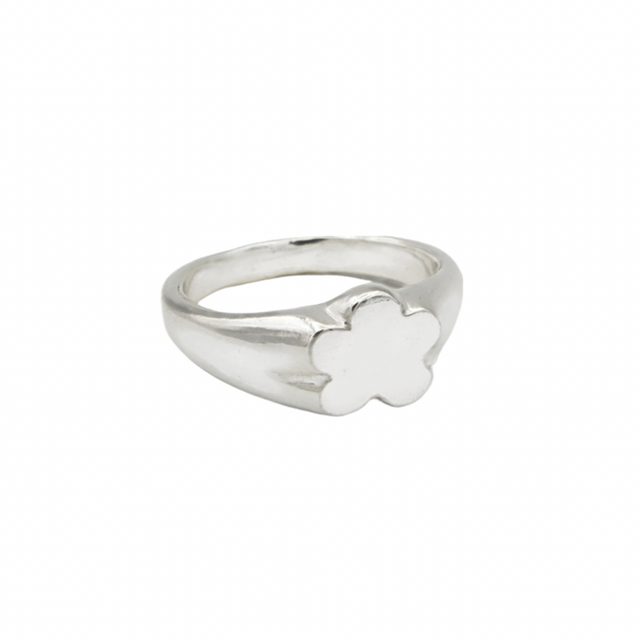Puffy Flower Signet Custom Ring | Sterling Silver | Sustainable & Ethical Jewelry | Handmade
