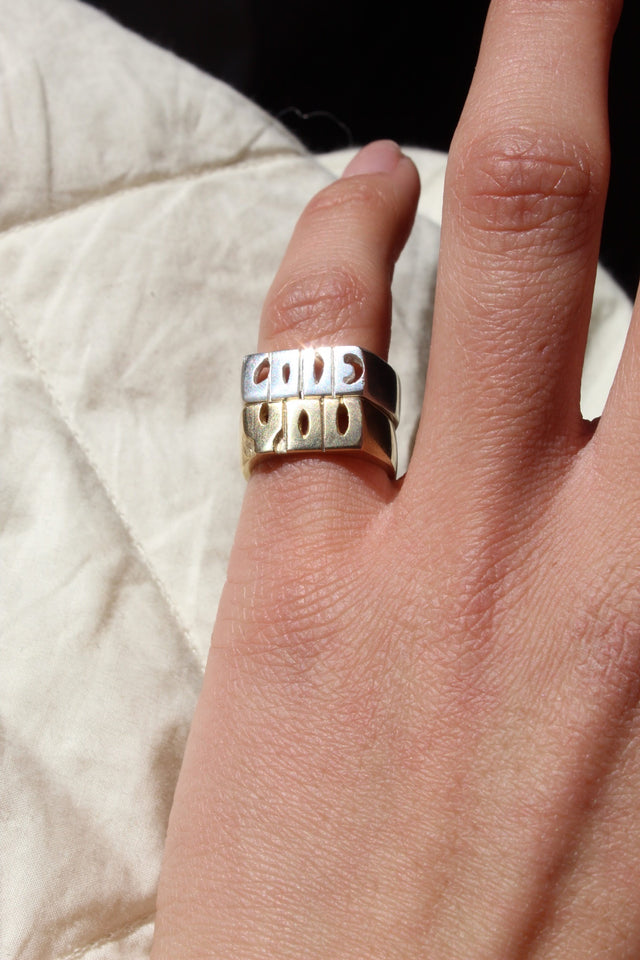 "LOVE YOU" Double-Sided Silver & Gold Ring | Sustainable & Ethical Jewelry | Handmade