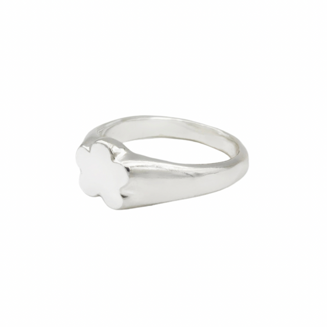 Puffy Flower Signet Custom Ring | Sterling Silver | Sustainable & Ethical Jewelry | Handmade